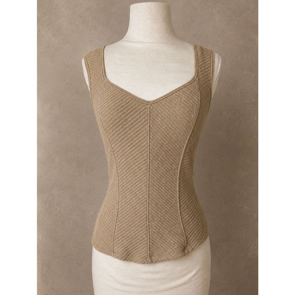 Free People Sz L Boss Babe Tank Ribbed Sculpted Knit